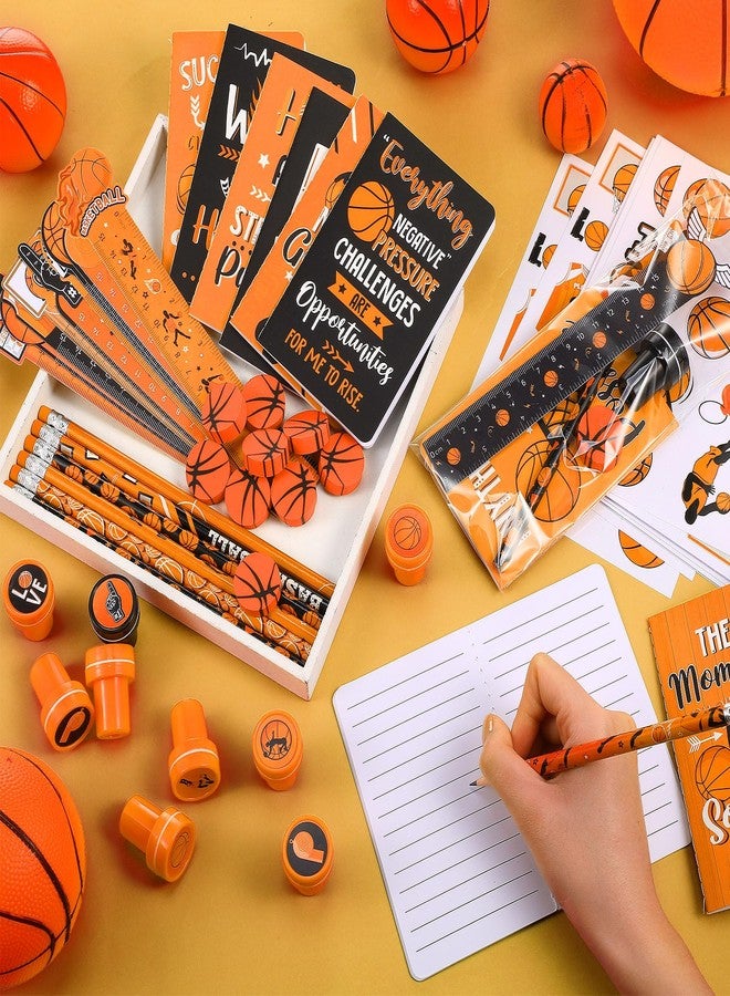Capoda 168 Pcs Basketball Birthday Party Favors Basketball Treats for Team Goodie Bags Stuffers Student Prizes Mini Notebook Pencil Stamp Sticker Stationery Set for Classroom Rewards Birthday Gift - Image 4